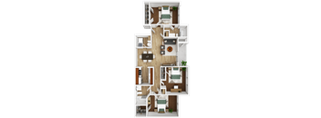 A top-down view of a house layout with a central courtyard.