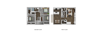 A diagram comparing the layout of a second floor to a first floor.