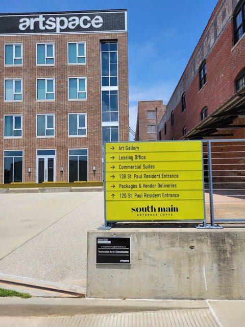 Property Signage at South Main Artspace Lofts, Memphis