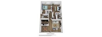 2 bed 2 bath floor plan A at Azure Place Apartments, Tennessee