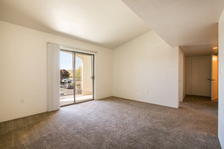 Large living room with private balcony access