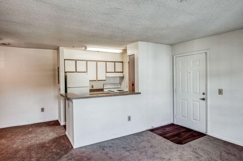 Front entry with open kitchen