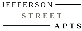 Jefferson street apts is written on a black background.