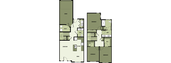 A floor plan of a house with three bedrooms, a living room, a dining room, a kitchen, a bath, a utility room, and a garage.