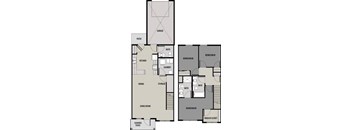 A floor plan of a house with labeled rooms such as Bedroom 1, Bath, Kitchen, and Living Room.