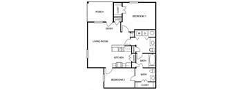 A black and white image of a house floor plan.