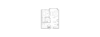 A floor plan of a house with multiple rooms and a garage.