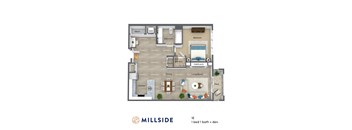Millside One Bedroom One Bath Floor Plan