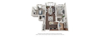 a floor plan of the 1x1 Den apartment