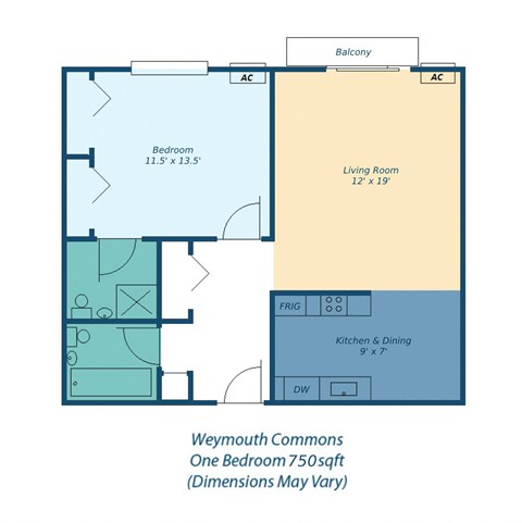 a floor plan of our one bedroom apartment