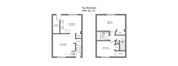 a floor plan of two bedrooms with a bathroom and a closet
