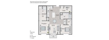 2 Bedroom Den Floor plan at Redbrook Apartments