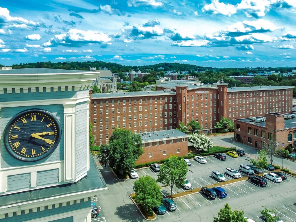 Mass Mills apartments in lowell clock tower and apartment building with leasing center office