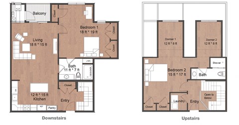 Two Bedroom Two Bath Townhouse Luxury Upstairs and Downstairs