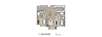 Millside Two Bedroom Two Bathroom with Balcony