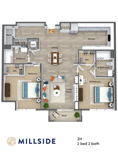 Millside Two Bedroom Two Bathroom with Balcony