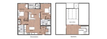 2 Bedroom 2 Bath Loft Sto Floor Plan Upstairs Downstairs Layou