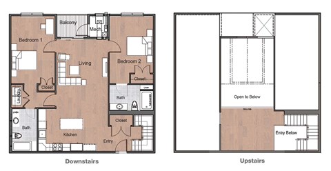 2 Bedroom 2 Bath Loft Sto Floor Plan Upstairs Downstairs Layou