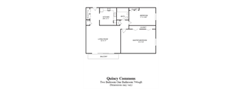 the floor plan of the quincy commons two bedroom one bathroom