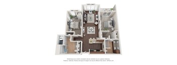 a 3d floor plan of a 1 bedroom apartment