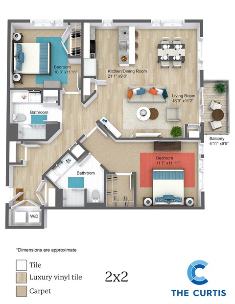 Two Bed Two Bath The Curtis Apartments in Bellingham