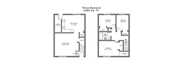 a floor plan of two bedrooms with a bathroom and a living room