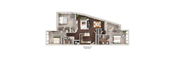 a floor plan of a three bedroom apartment