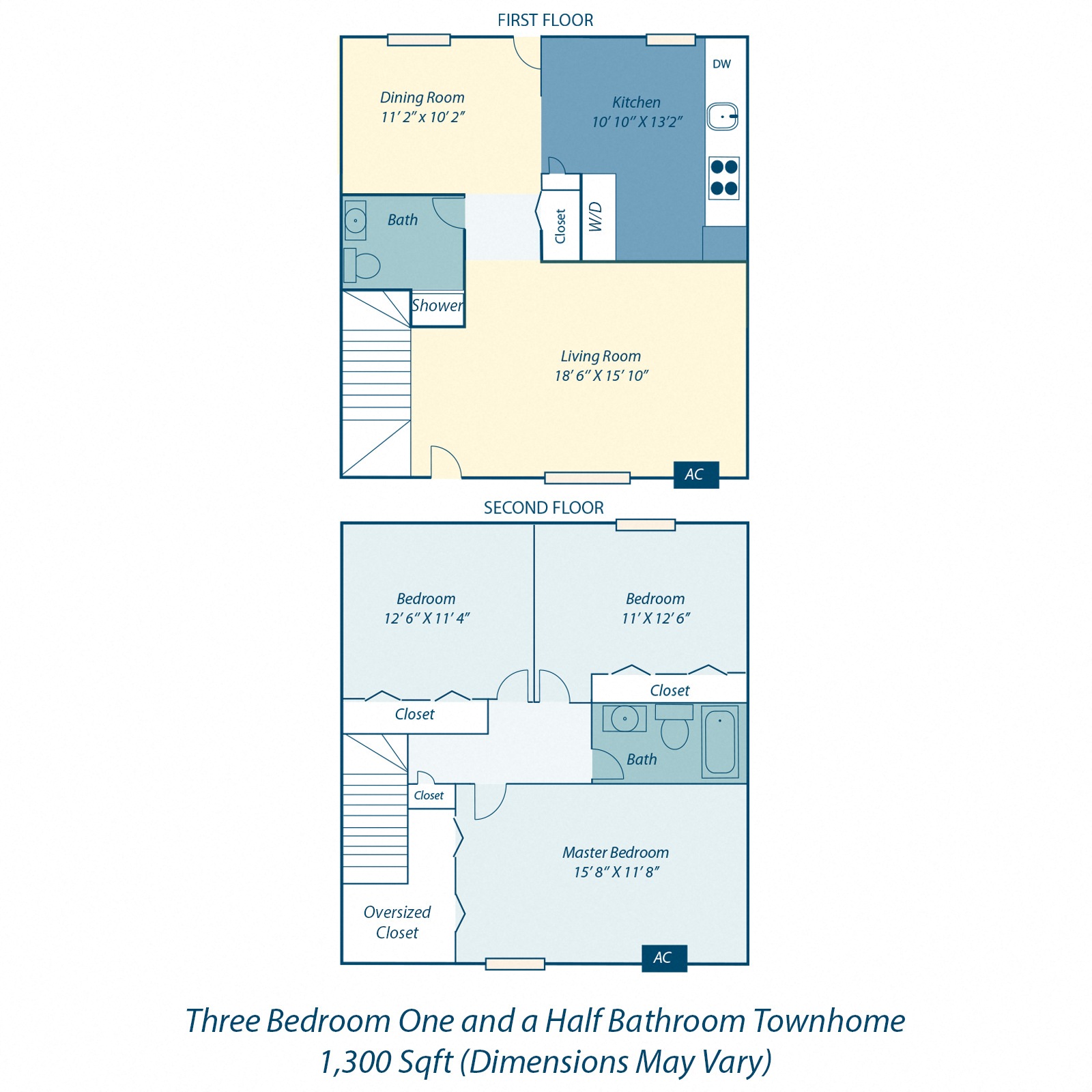 a floor plan of three bedroom two bathroom home