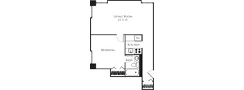 One bedroom floor plan image