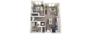 One bedroom one bathroom 3d floorplan A2E