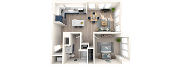 Two bedroom two bathroom 3d floor plan A4