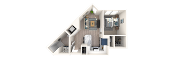 a floor plan of a 1 bedroom apartment