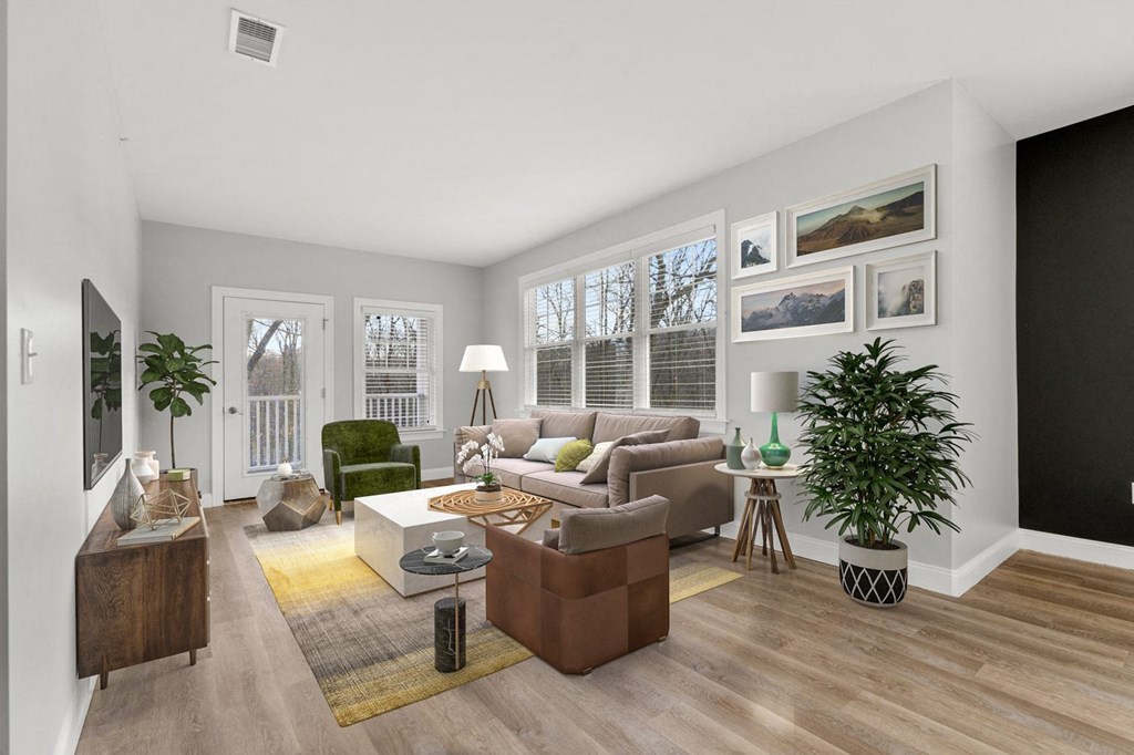 Ashland woods apartment in MA with vinyl flooring, large windows and living room