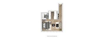 floor plan of a renovated studio apartment