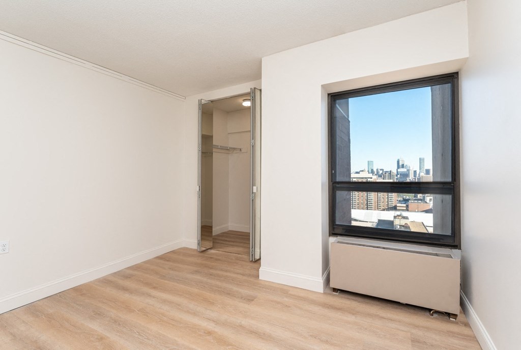 One bedroom apartment with large windows and closets and great views.