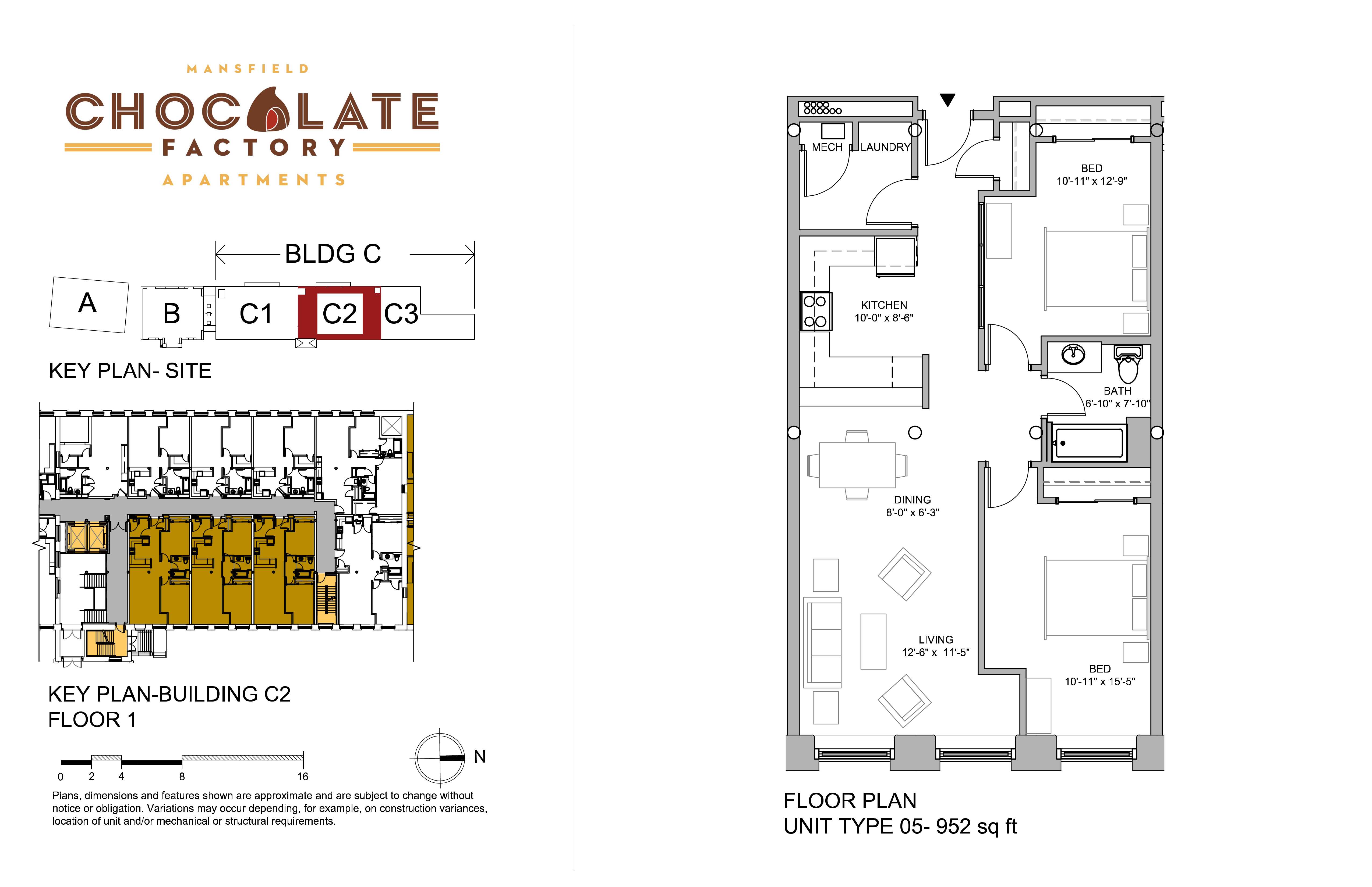 A floor plan for a building called Chocolate Factory Apartments.