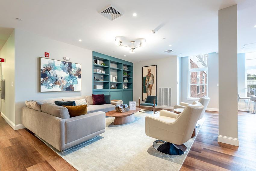 View of the resident lounge at One Wall St