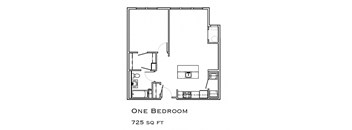 One Bedroom Layout at The Commons in Weymouth