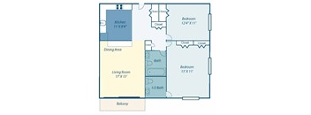 a blueprint of a floor plan of a living room and a dining room