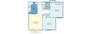 a floor plan of a house with a bedroom and a living room
