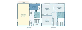 a floor plan of a house with a bedroom and a living room