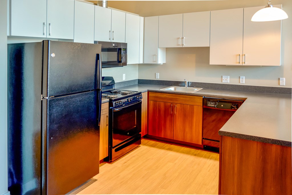 Kitchen at Mass Mills Apartments Lowell