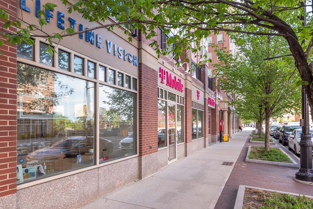 Street view of the  businesses in the building