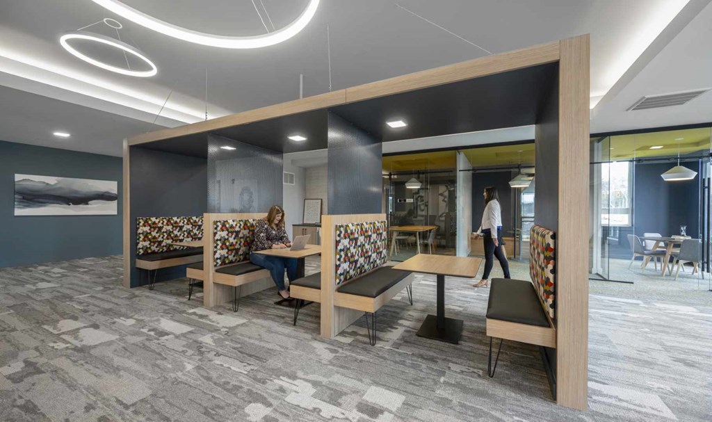 a view of the seating area in the lobby