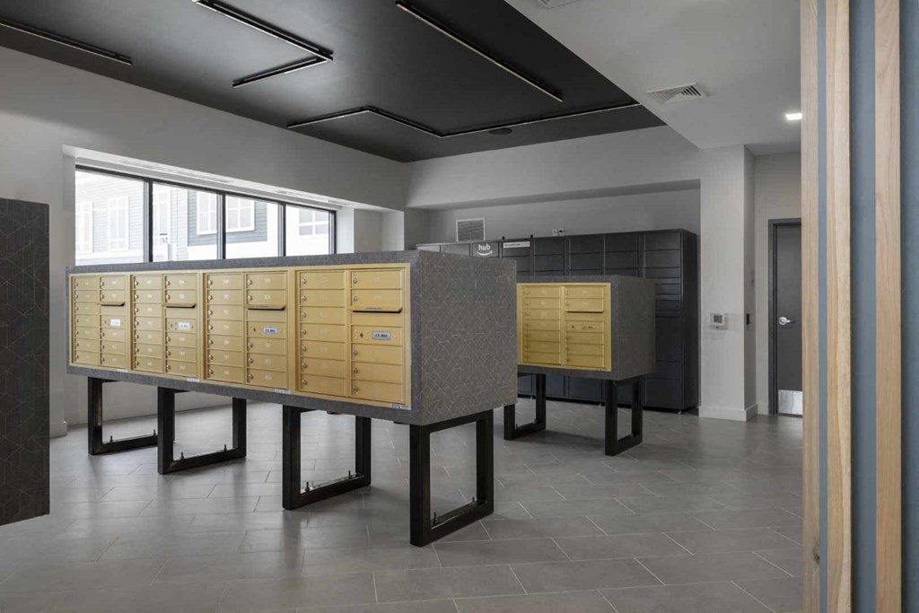 a view of the mail room