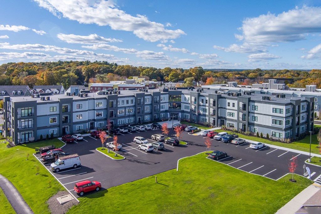 Millside aerial shot from front on apartment community