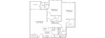 A black and white image of a house floor plan.