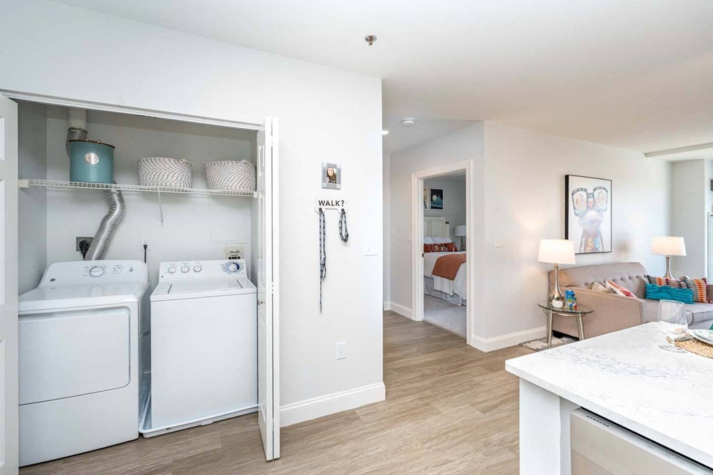 Full sized laundry at Munroe Place one bedroom apartment in Quincy