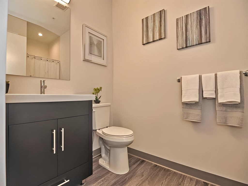 One Mansfield Model Apartment Bathroom with High Quality Finishes