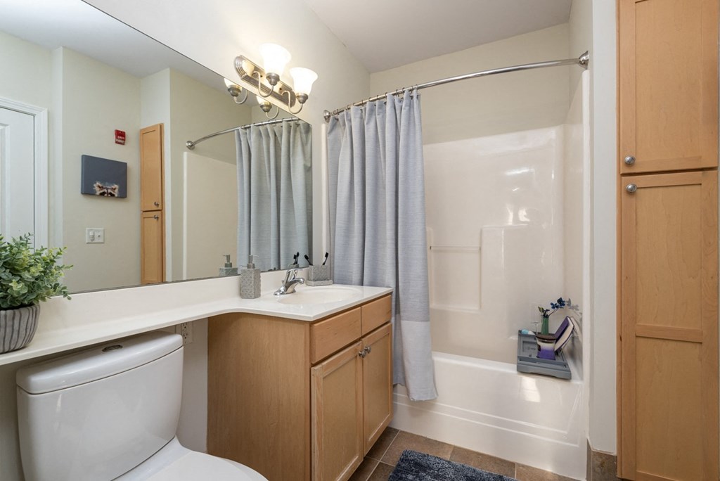 Vanity Model Bathroom at Parkside Commons Apartments Chelsea, MA